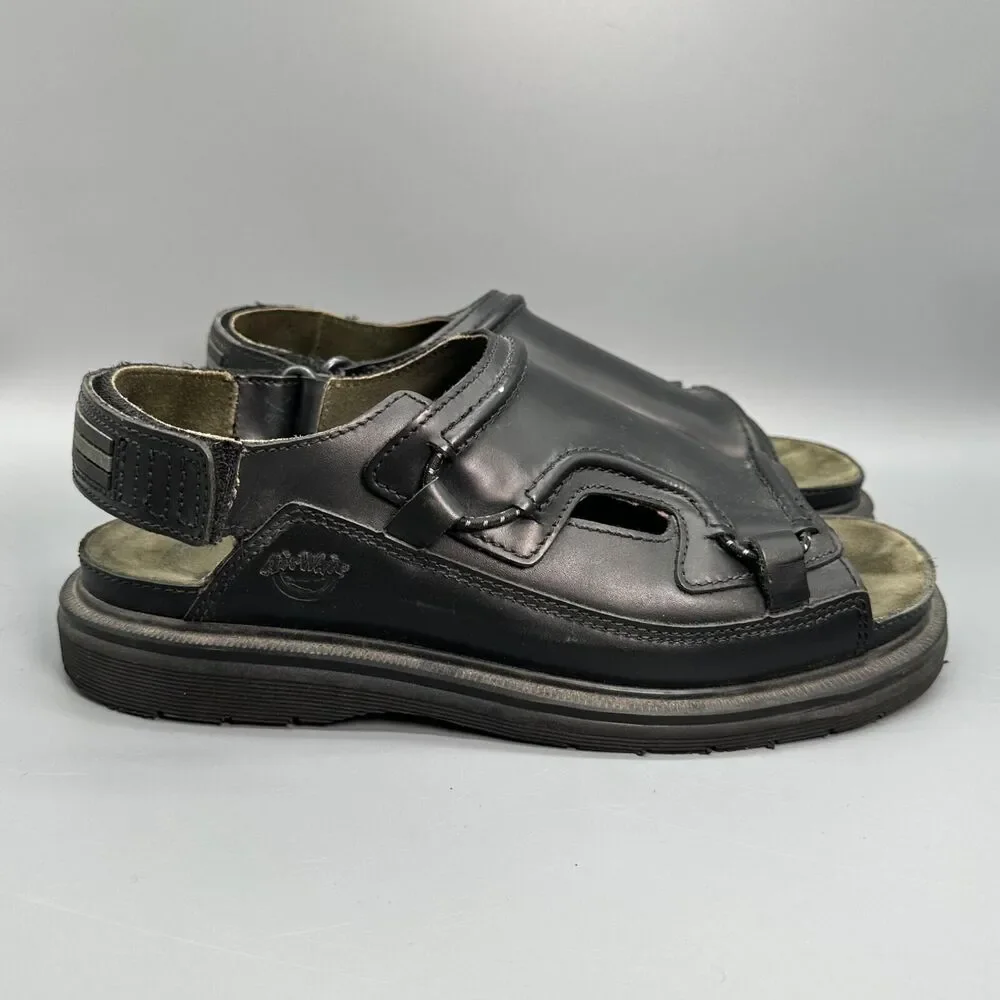 Dr. Martens Vintage Mens Size 12 Black Shoe Leather Sandal Hook and Loop Slip On